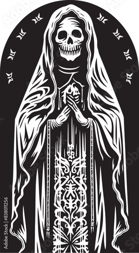 Santa Muerte Tattoo Flash Graphic Santa Muerte Owl Icon