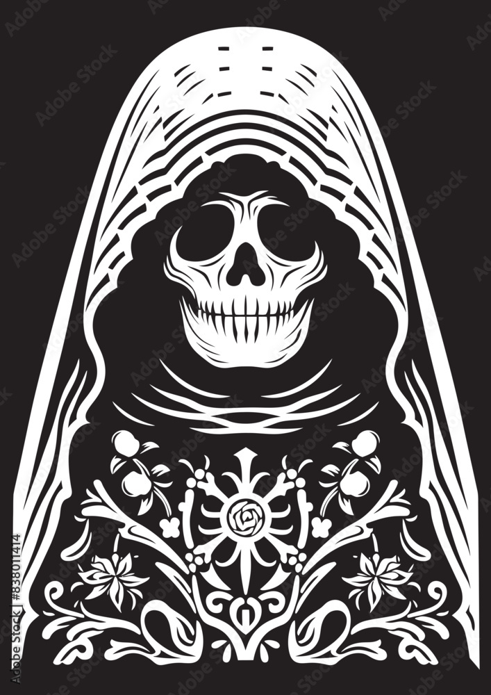 Fototapeta premium Santa Muerte Dark Art Vector Santa Muerte Vector Emblem Dark Artistry