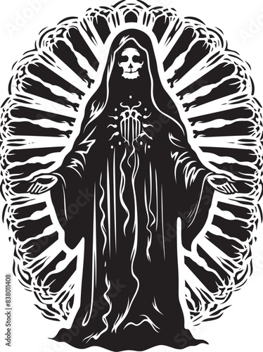 Santa Muerte Day of the Dead Design Santa Muerte Dark Art Vector
