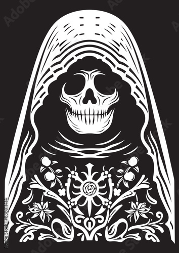 Santa Muerte Dark Art Vector Santa Muerte Vector Emblem Dark Artistry
