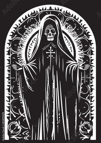 Iconic Santa Muerte Symbol Design Sacred Santa Muerte Graphic Icon