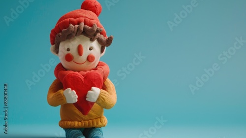 Plasticine character. Love message on dating app.