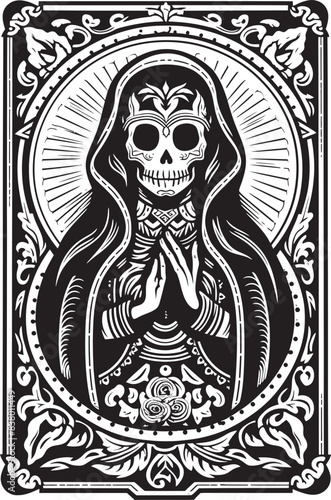 Santa Muerte Vector Emblem Dark Artistry Iconic Santa Muerte Symbol in Vector