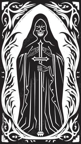 Iconic Santa Muerte Symbol in Vector Sacred Santa Muerte Graphic Design