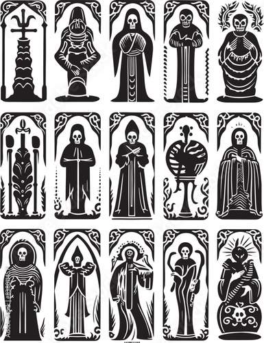 Santa Muerte Skeleton Icon Vector Traditional Santa Muerte Logo Art