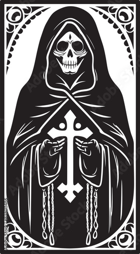 Santa Muerte Symbolic Vector Illustration Santa Muerte Dagger Graphic Art