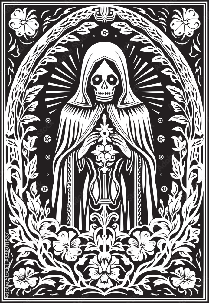 Fototapeta premium Santa Muerte Evil Eye Design Santa Muerte Modern Vector Illustration