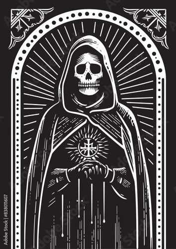 Santa Muerte Crowned Graphic Art Santa Muerte Serpent Icon Vector