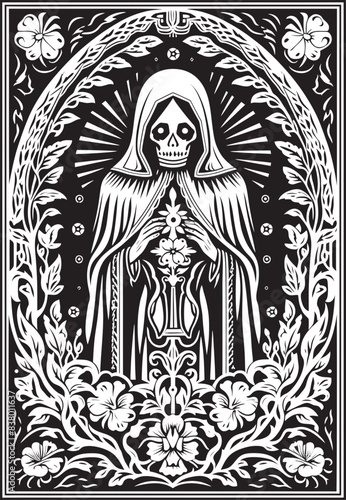Santa Muerte Evil Eye Design Santa Muerte Modern Vector Illustration
