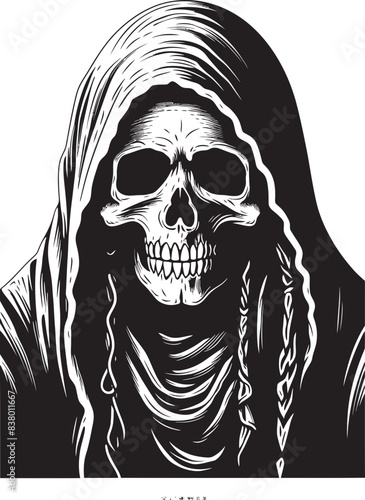 Santa Muerte Grunge Design Emblem Santa Muerte Skeleton Vector Portrait