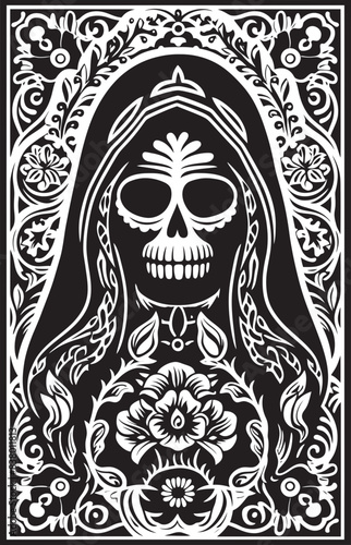 Santa Muerte Modern Vector Illustration Santa Muerte Reaper Graphic Design