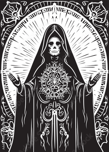 Santa Muerte Money Graphic Design Santa Muerte Female Icon Vector