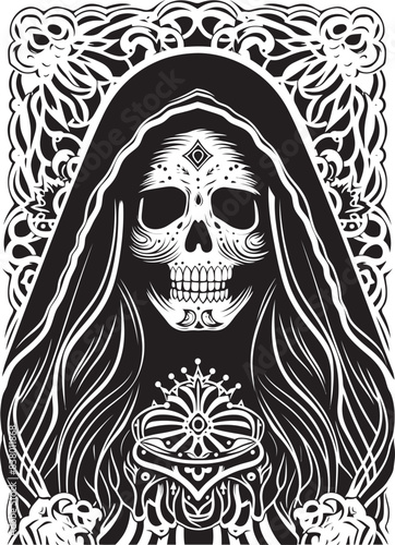 Santa Muerte Female Icon Vector Santa Muerte Day of the Dead Design