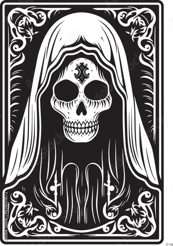 Santa Muerte Crystal Ball Vector Santa Muerte Candle Graphic Art