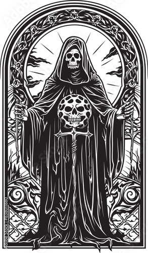 Santa Muerte Crowned Skeleton Icon Santa Muerte Praying Design