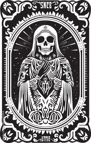 Santa Muerte Digital Vector Illustration Santa Muerte Dark Graphic