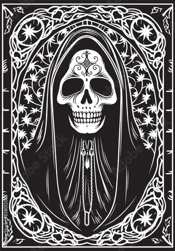 Santa Muerte Vector Icon Mystical Symbolism Sacred Santa Muerte Graphic Emblem