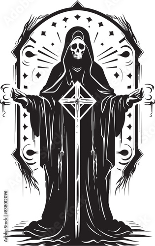 Santa Muerte Symbol Vector Illustration Gothic Santa Muerte Logo Design