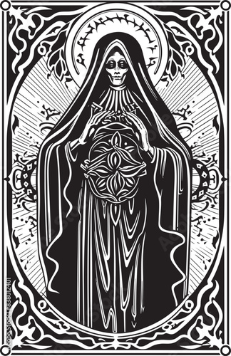 Spiritual Santa Muerte Vector Art Santa Muerte Sunset Graphic Emblem