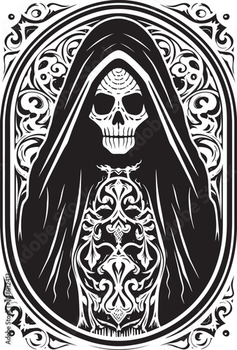 Santa Muerte Crowned Graphic Art Santa Muerte Serpent Icon