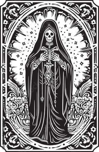 Minimalist Santa Muerte Icon Design Santa Muerte Catrina Design Vector