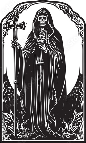 Santa Muerte Money Graphic Design Female Santa Muerte Icon Vector