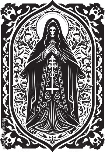 Candlelit Santa Muerte Graphic Art Crowned Santa Muerte Skeleton Icon