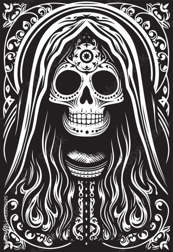 Santa Muerte Dagger Icon Vector Santa Muerte Skull Design Symbol