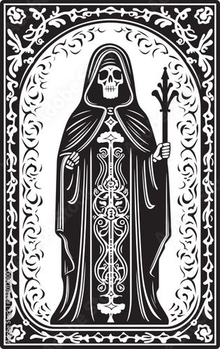 Santa Muerte Skeleton Vector Art Traditional Santa Muerte Logo Design