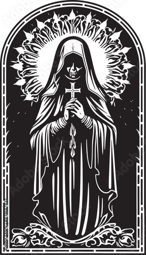 Tattoo Style Santa Muerte Emblem Santa Muerte Symbol Vector Illustration