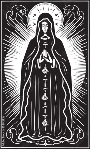 Gothic Santa Muerte Logo Design Santa Muerte Shrine Icon Vector