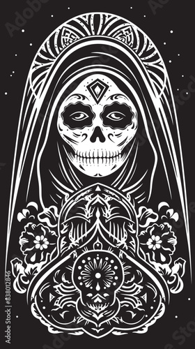 Santa Muerte Robe Vector Art Candlelit Santa Muerte Logo