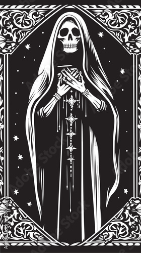 Santa Muerte Shrine Icon Vector Ornate Santa Muerte Graphic Art