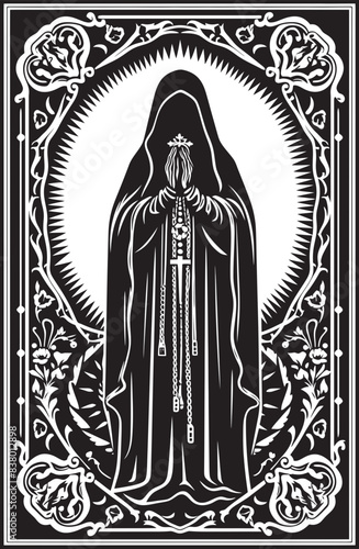 Dagger Graphic with Santa Muerte Design Wings Logo with Santa Muerte Icon