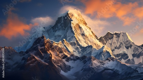 Panoramic view of the Mont Blanc massif at sunset, France