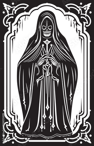 Serpent Icon with Santa Muerte Vector Day of the Dead Logo with Santa Muerte