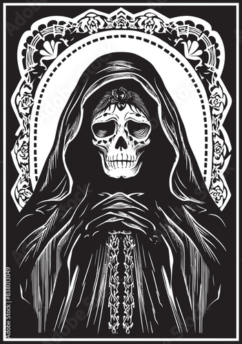 Modern Vector Art of Santa Muerte Reaper Graphic Design of Santa Muerte