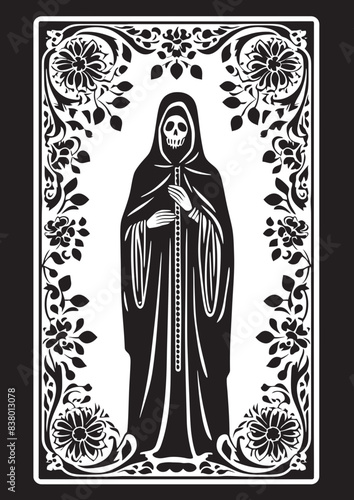 Reaper Graphic Design of Santa Muerte Face Icon Vector of Santa Muerte
