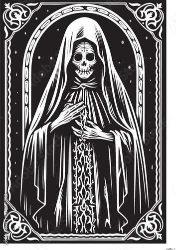 Tattoo Graphic Design of Santa Muerte Veiled Icon Vector of Santa Muerte