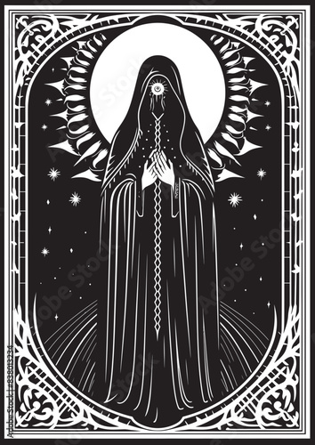 Sacred Geometry Design of Santa Muerte Tarot Vector Art of Santa Muerte