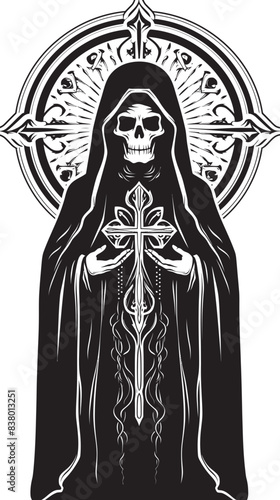 Gothic Design Art of Santa Muerte Fortune Teller Vector of Santa Muerte