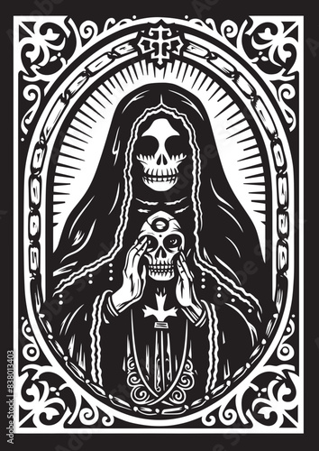 Religious Icon Design of Santa Muerte Digital Art Design of Santa Muerte