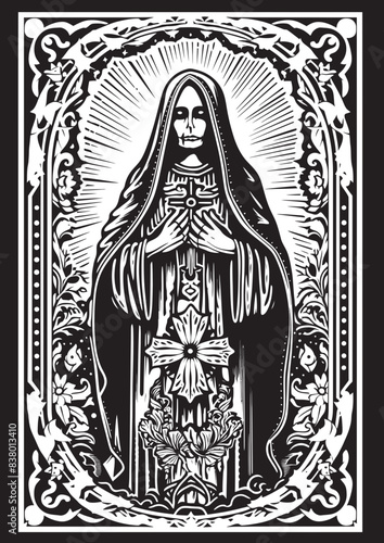 Scythe Graphic Logo of Santa Muerte Religious Icon Design of Santa Muerte