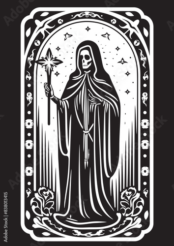 Santa Muerte Heart Design Santa Muerte Traditional Tattoo Vector