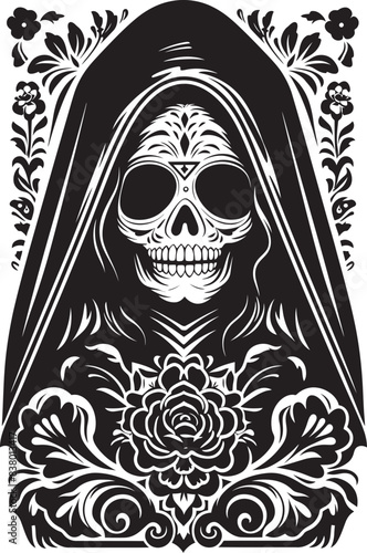 Crystal Graphic Design of Santa Muerte Dagger Icon Vector of Santa Muerte