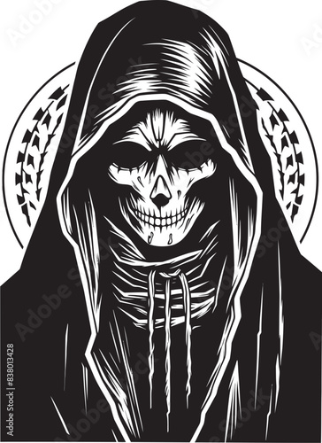 Coffin Vector Art of Santa Muerte Cross Graphic Design of Santa Muerte