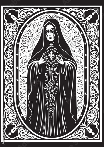 Digital Art Design of Santa Muerte Voodoo Vector Art of Santa Muerte