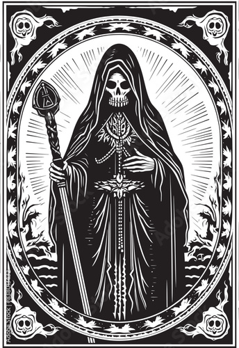 Skeleton Icon Vector of Santa Muerte Cultural Design Emblem of Santa Muerte