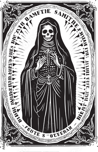 Cross Graphic Design of Santa Muerte Modern Icon Vector of Santa Muerte