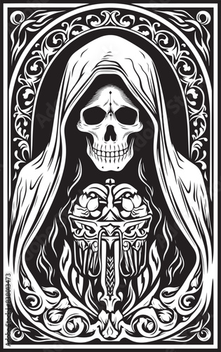 Santa Muerte Skeleton Icon Design Traditional Santa Muerte Symbol Art